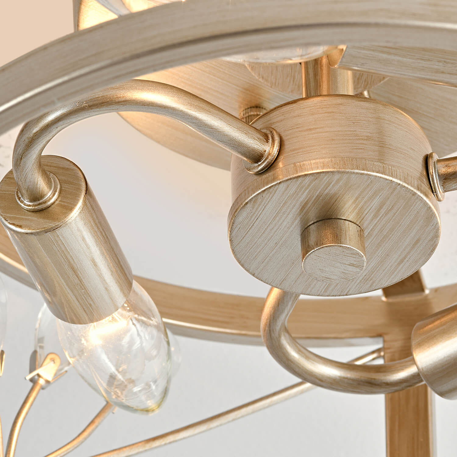 Adela 3-Light Brushed Champagne Silver Metal Cage Drum Flush Mount LJ-7730-XEP