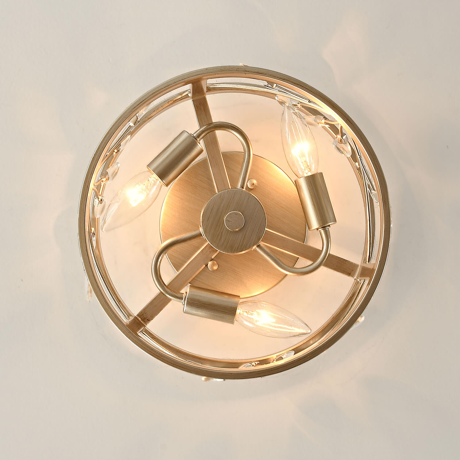 Adela 3-Light Brushed Champagne Silver Metal Cage Drum Flush Mount LJ-7730-XEP
