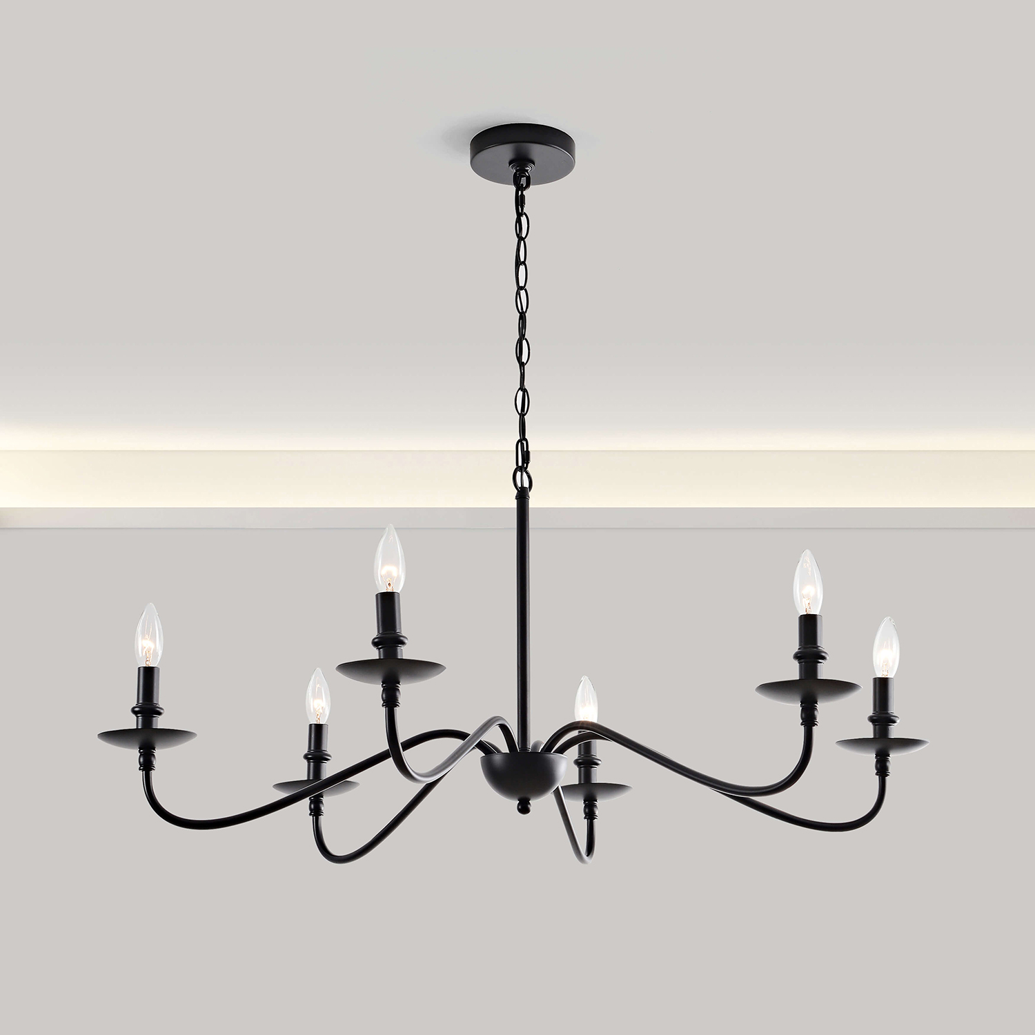 Mario Rustic 6-Light Black Metal Chandelier LJ-7806-AKH
