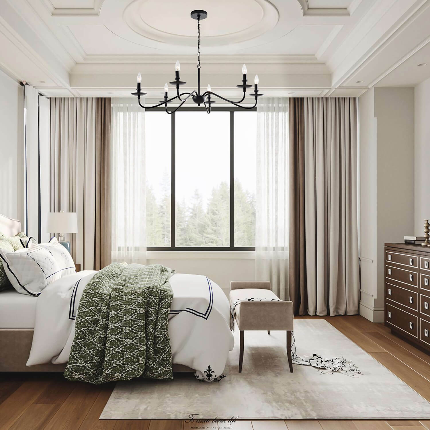 Mario Rustic 6-Light Black Metal Chandelier LJ-7806-AKH