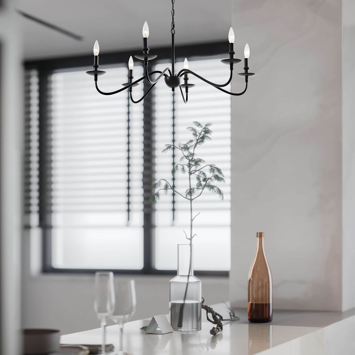 Mario Rustic 6-Light Black Metal Chandelier LJ-7806-AKH