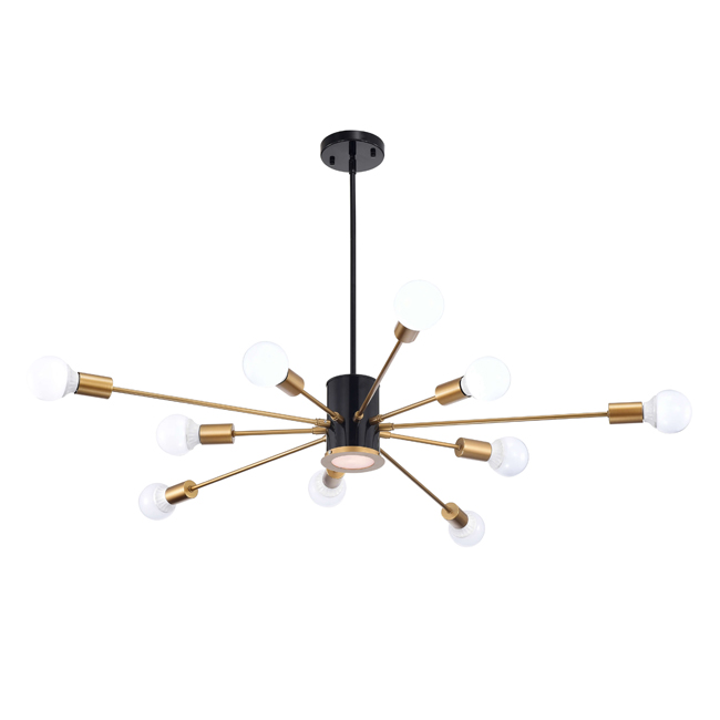 Lorena Sputnik 10-Light Chandelier in Black and Gold Finish LJ-7896-RQZ