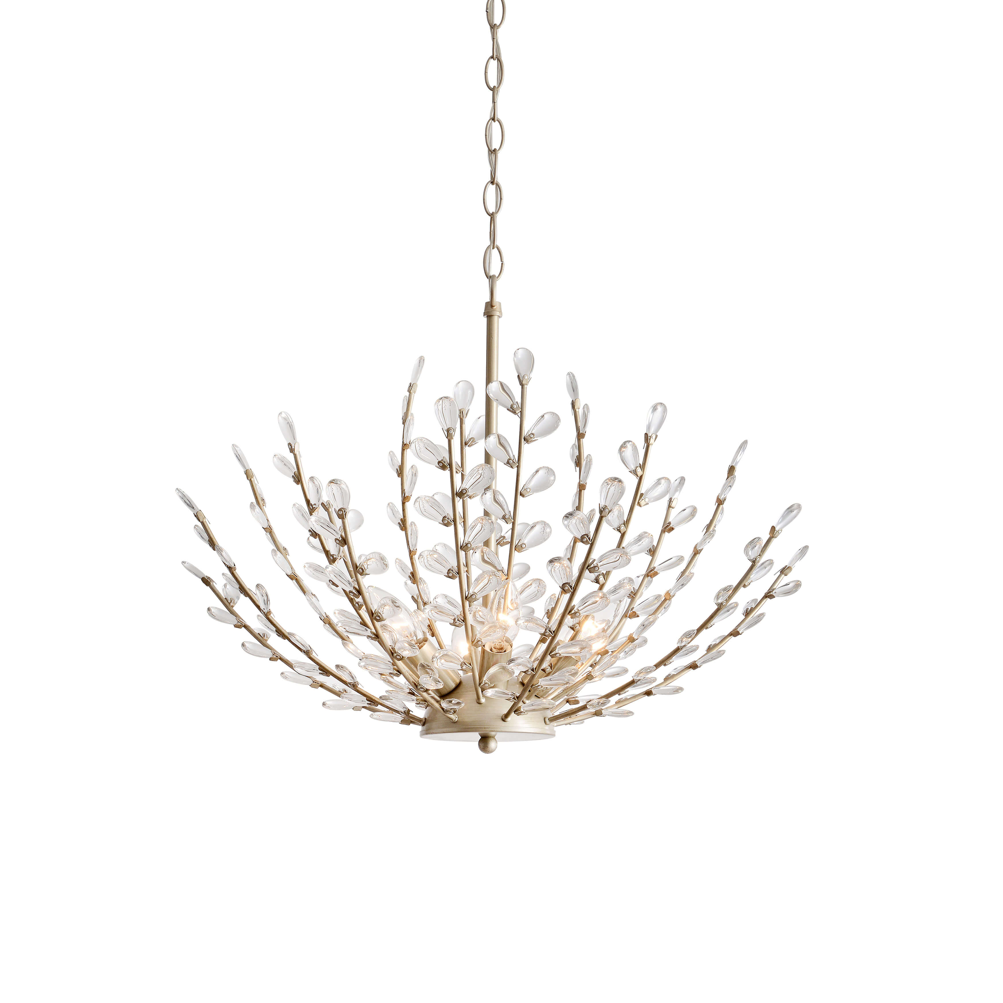 Flavia 6-Light Brushed Champagne Silver Crystal Chandelier LJ-8108-YRW