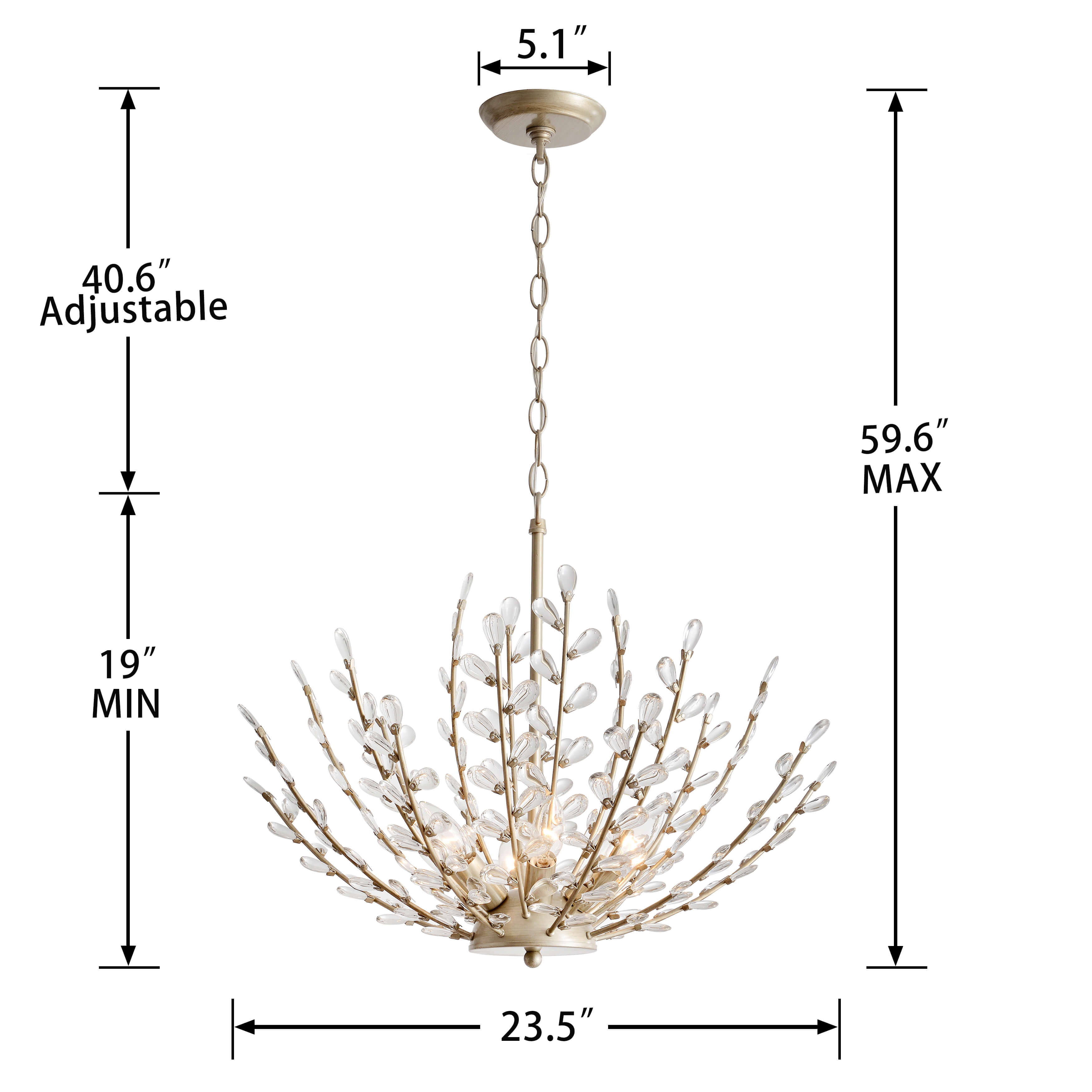 Flavia 6-Light Brushed Champagne Silver Crystal Chandelier LJ-8108-YRW