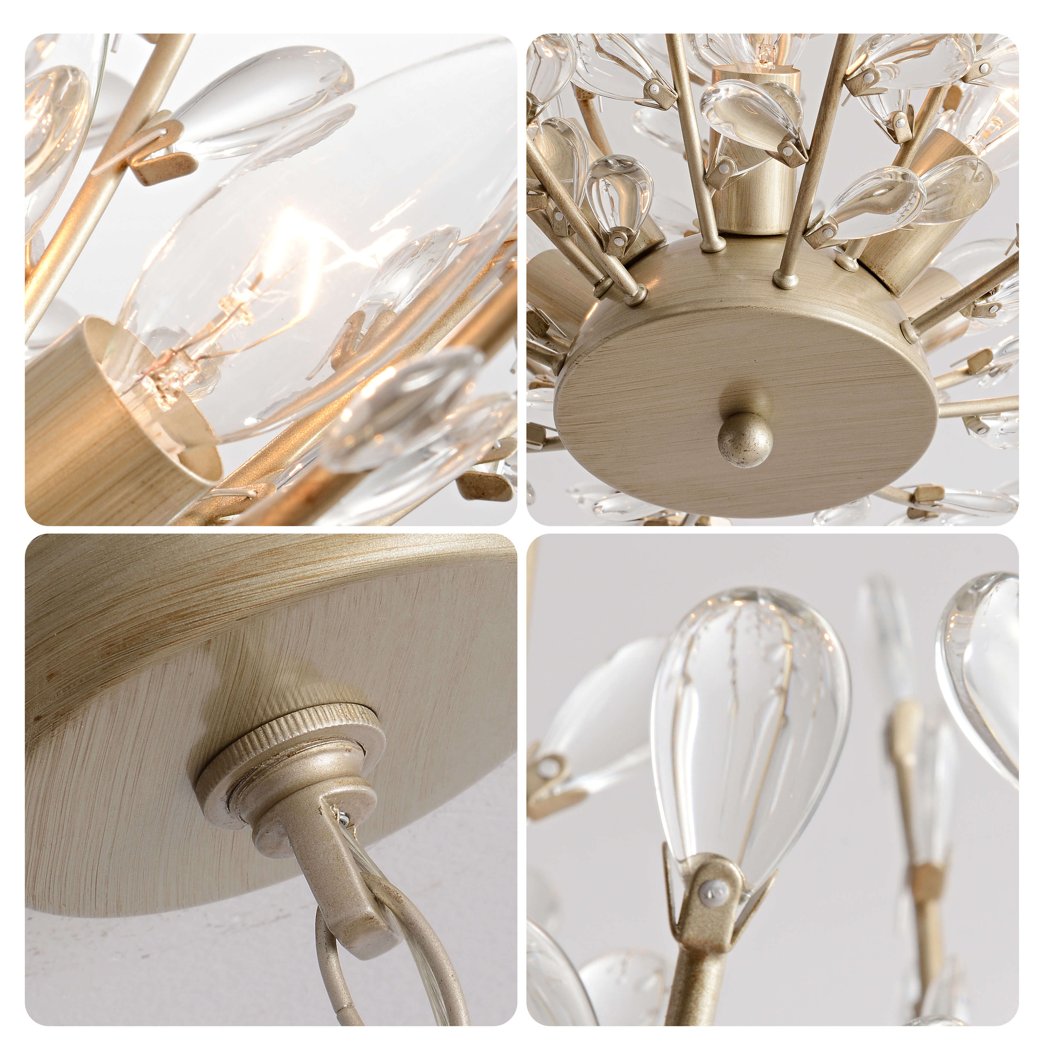 Flavia 6-Light Brushed Champagne Silver Crystal Chandelier LJ-8108-YRW