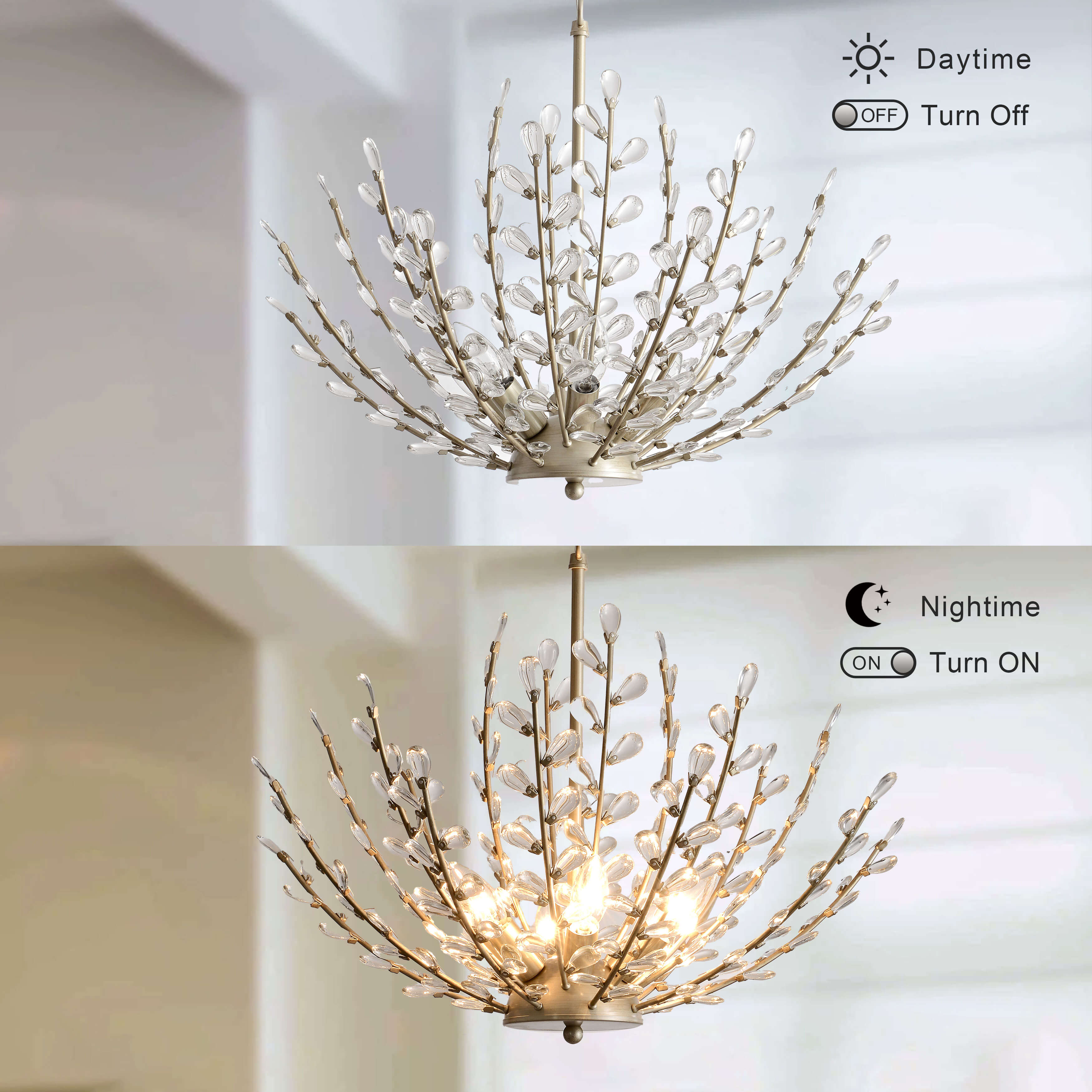 Flavia 6-Light Brushed Champagne Silver Crystal Chandelier LJ-8108-YRW