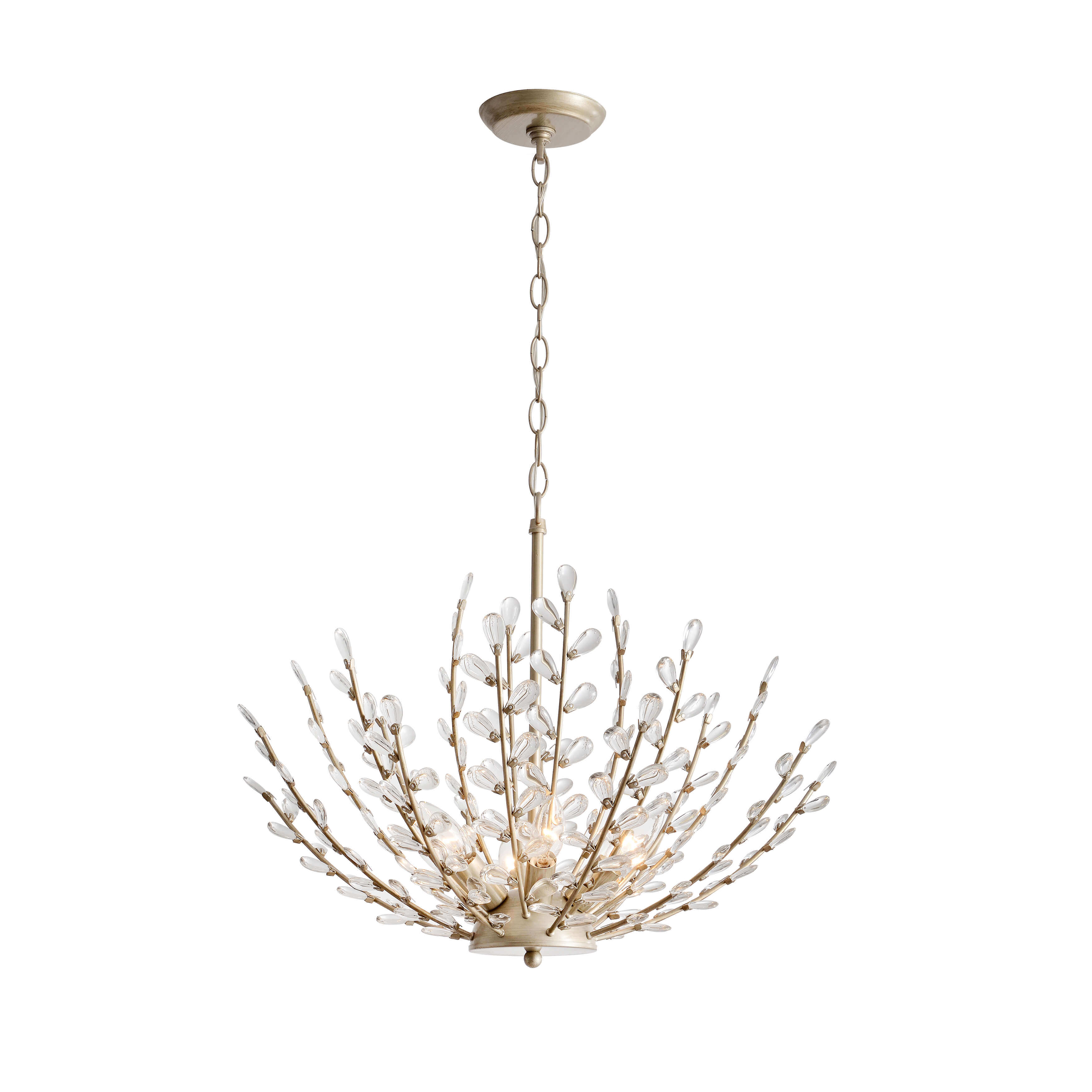 Flavia 6-Light Brushed Champagne Silver Crystal Chandelier LJ-8108-YRW