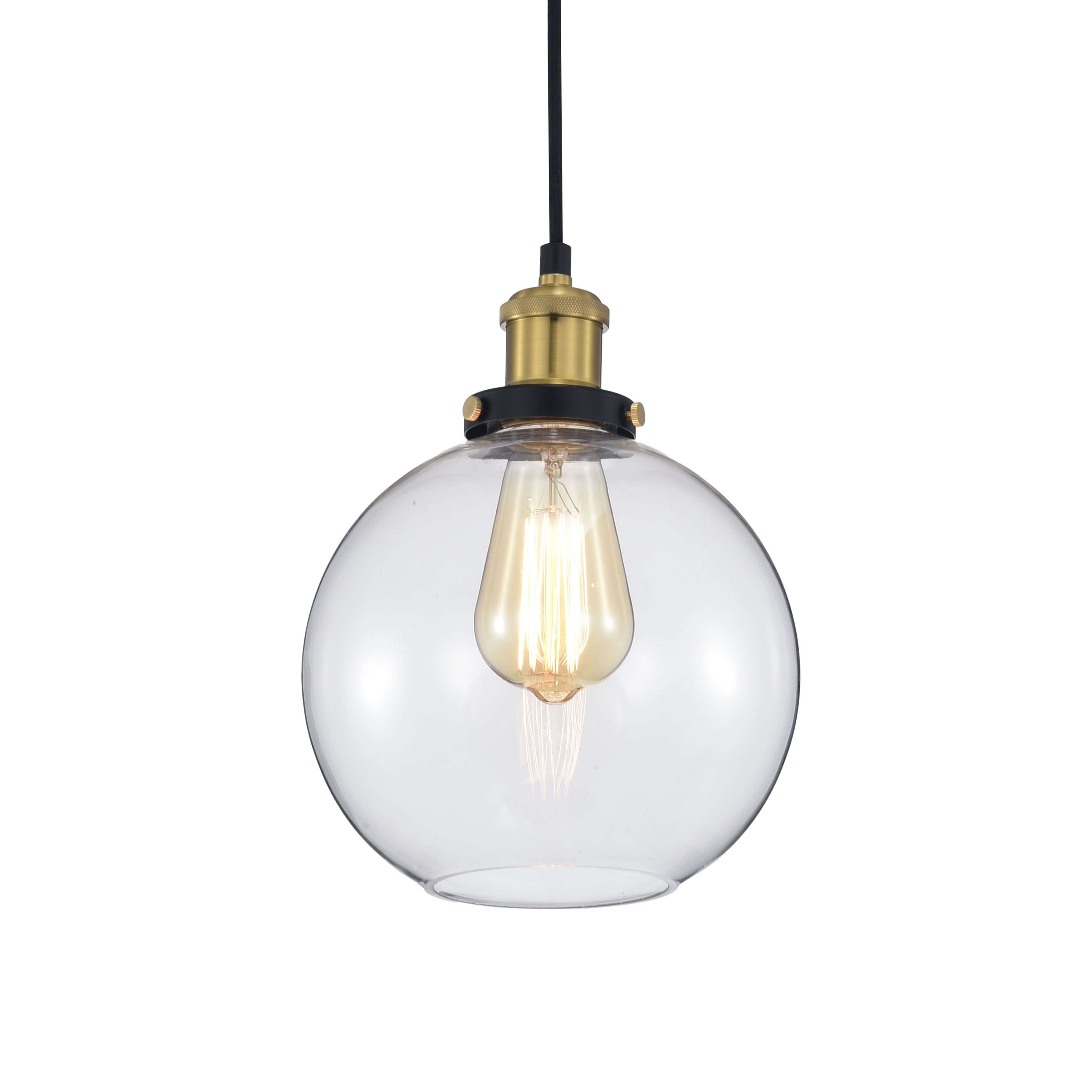 Alda 1 Light Antique Gold and Black Finish Pendant with Glass Globe LJ-8221-VYK