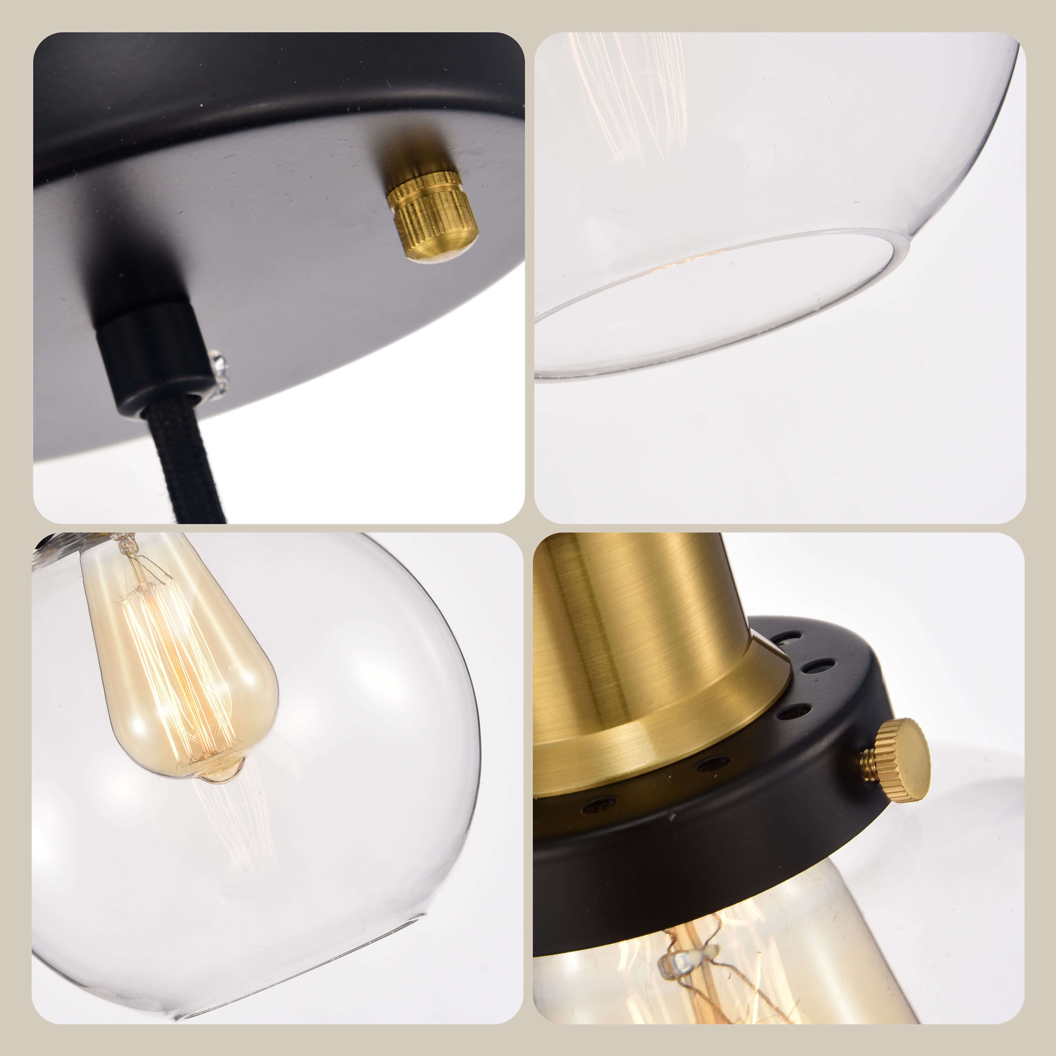 Alda 1 Light Antique Gold and Black Finish Pendant with Glass Globe LJ-8221-VYK