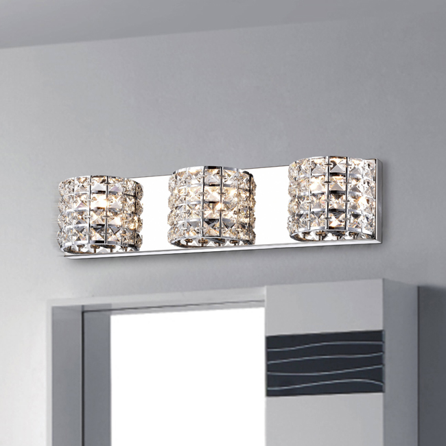 Jolie 3-Light Chrome Wall Sconce with Semicircular Crystal Shade LJ-8268-EGG