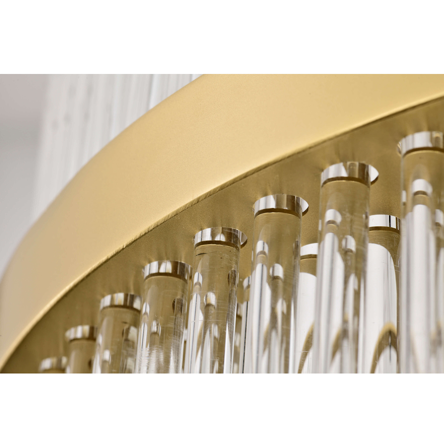 Casandra 5-light Gold Drum Chandelier with Clear Glass Bars LJ-8351-VQR