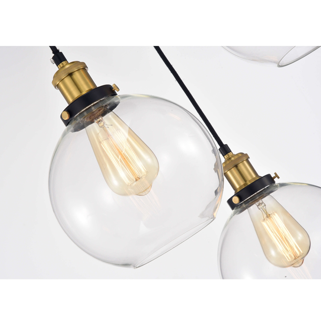 Alda Glass Cluster Pendant in Antique Black and Antique Gold Finish LJ-8587-FZB