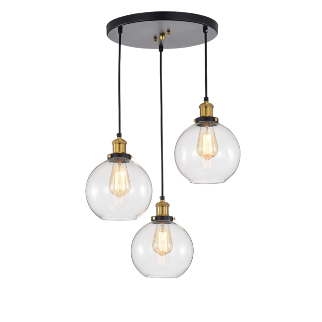 Alda Glass Cluster Pendant in Antique Black and Antique Gold Finish LJ-8587-FZB