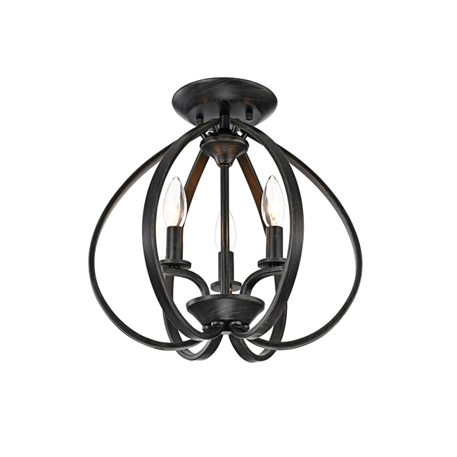 Mabel 3-light Antique Black Contemporary Flush Mount LJ-8756-YFK