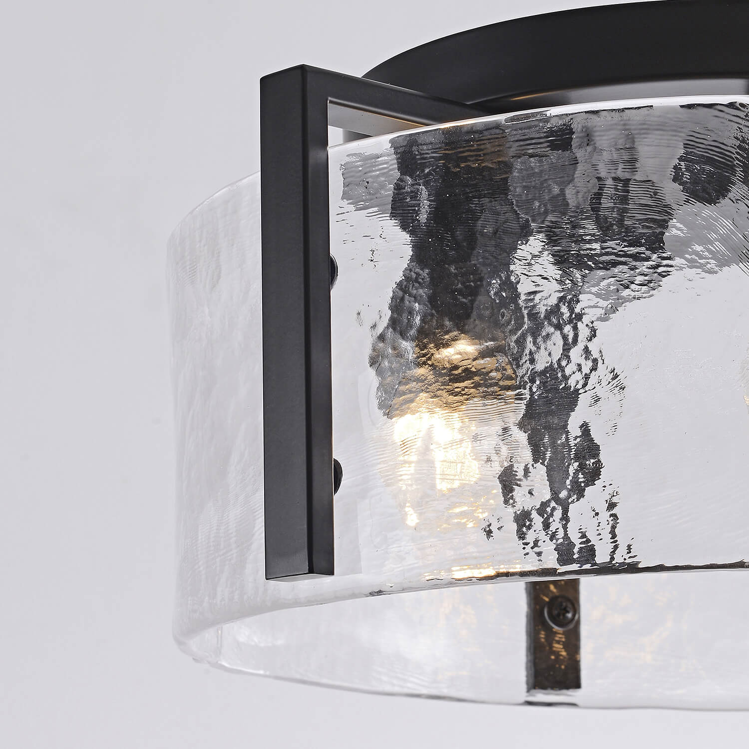 Laia Antique Black Round 3-Light Textured Glass Panels Flush Mount LJ-9013-UAL