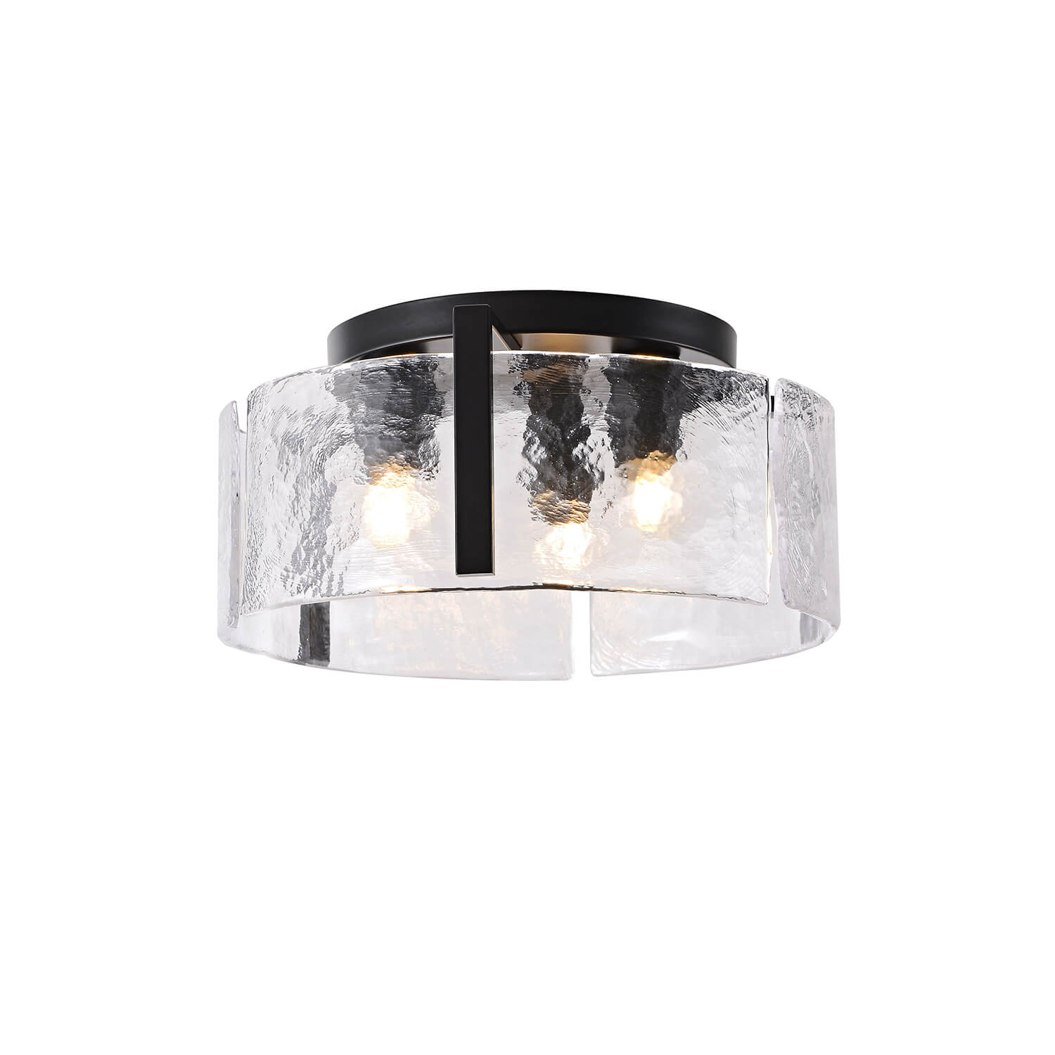 Laia Antique Black Round 3-Light Textured Glass Panels Flush Mount LJ-9013-UAL
