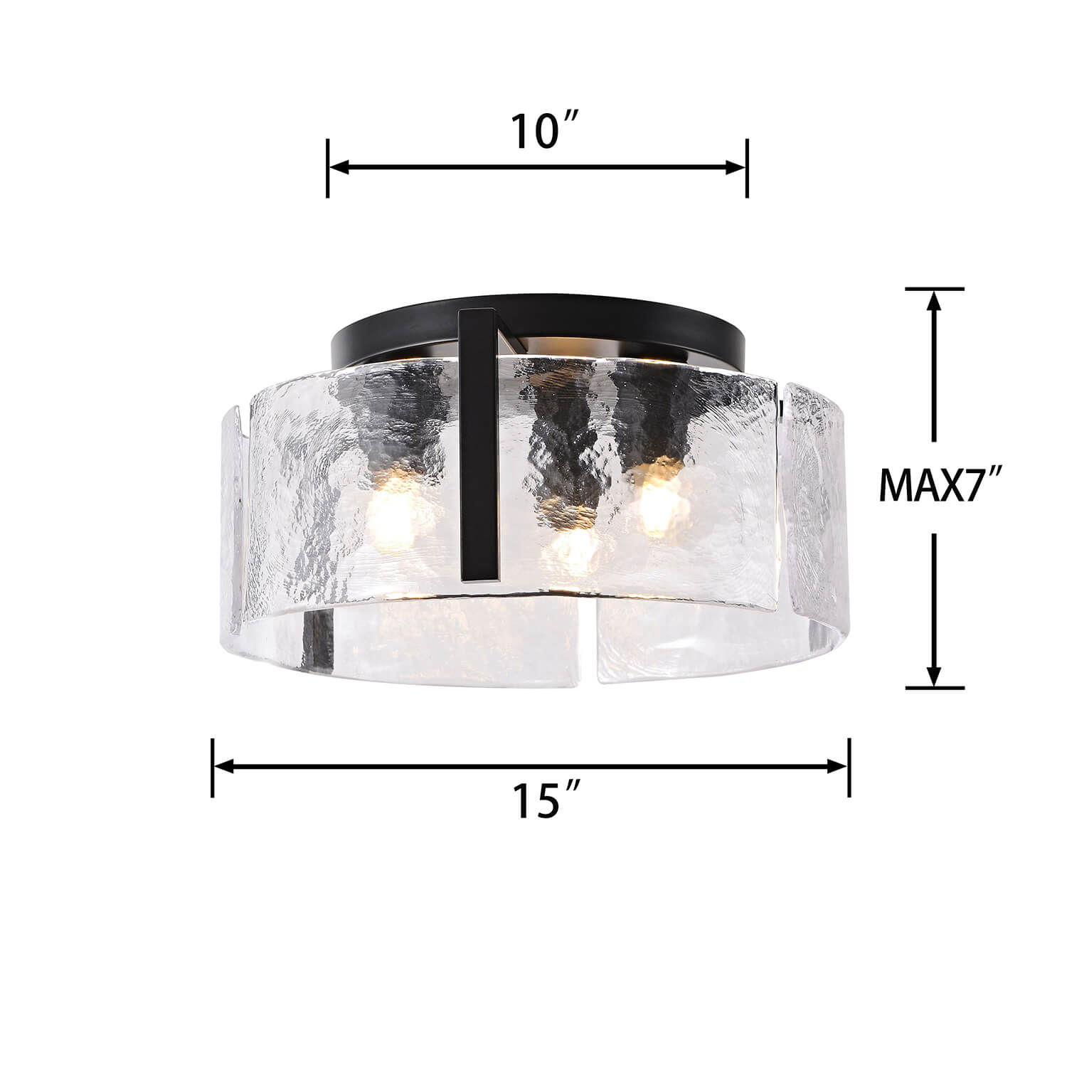 Laia Antique Black Round 3-Light Textured Glass Panels Flush Mount LJ-9013-UAL