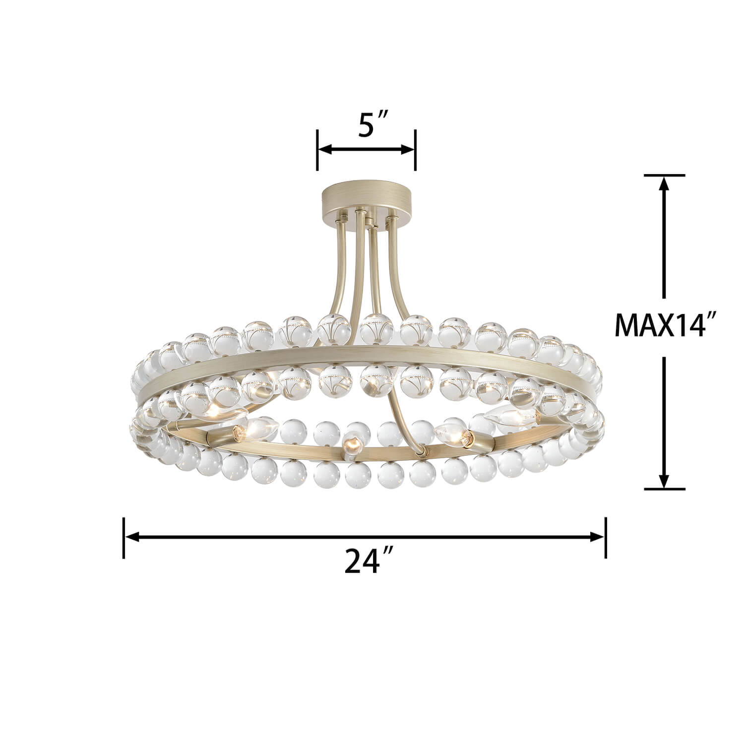 Abigail 8-Light Wagon Wheel Crystal Semi-Flush Mount LJ-9426-PDF