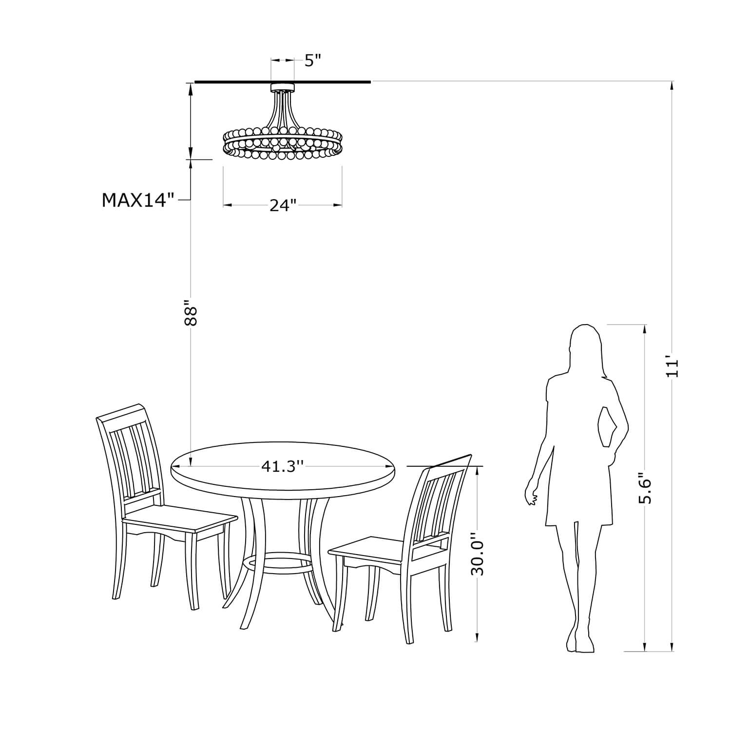 Abigail 8-Light Wagon Wheel Crystal Semi-Flush Mount LJ-9426-PDF