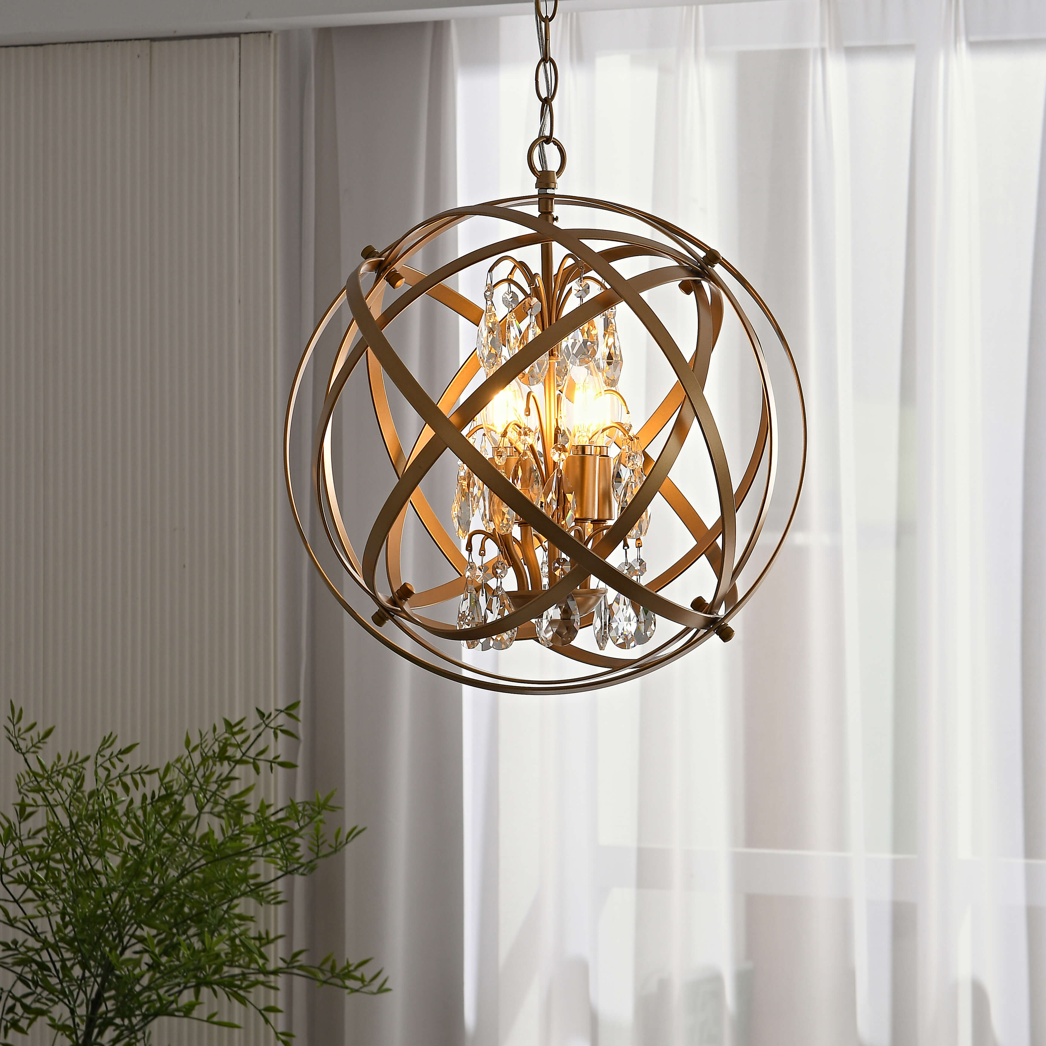 Benita 4-Light Shiny Bronze Crystal Chandelier LJ-9750-AUY