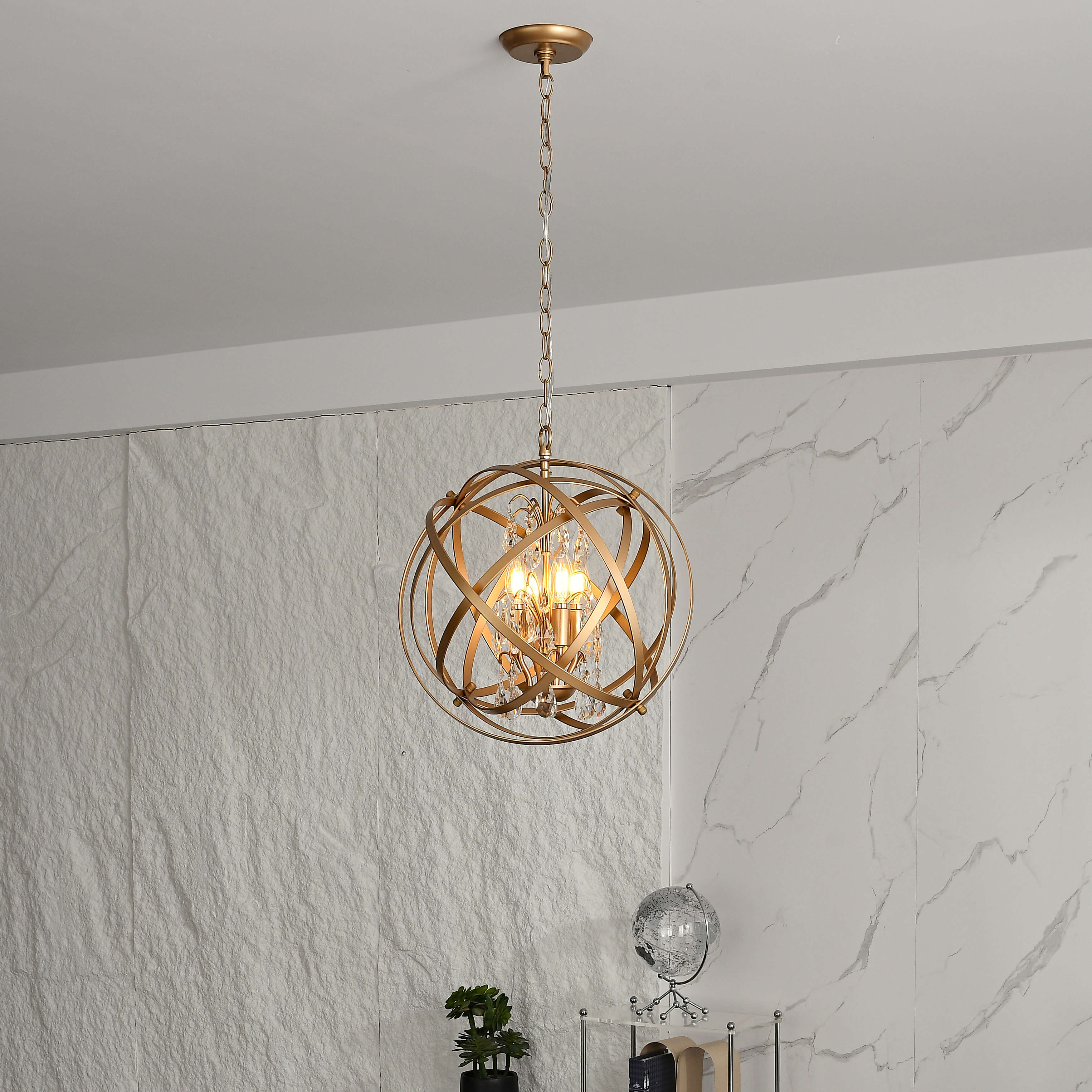 Benita 4-Light Shiny Bronze Crystal Chandelier LJ-9750-AUY