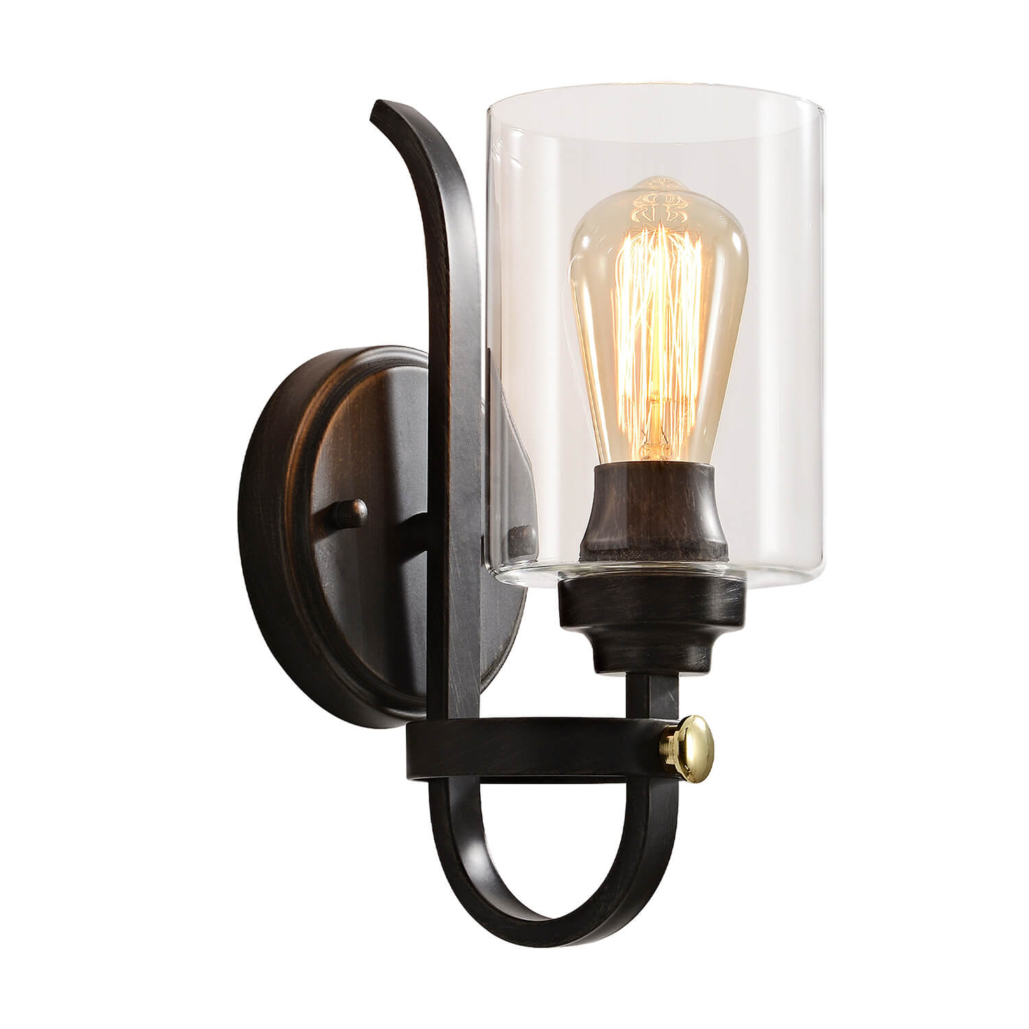 Alfreda 1 Light Antique Black and Gold Finish Glass Shade Wall Sconce LJ-9765-UCK