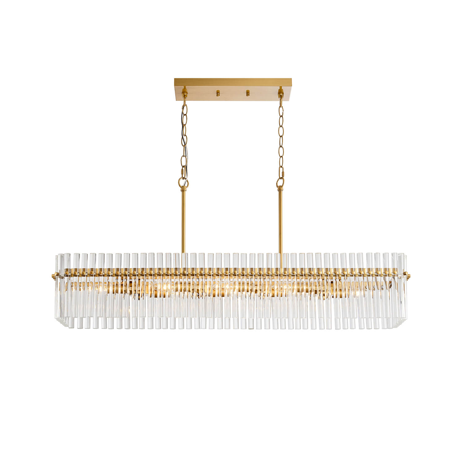 Casandra Chic 8-light Crystal Glass Bars Rectangle Linear Chandelier - Brushed Brass LJ-9863-HGC