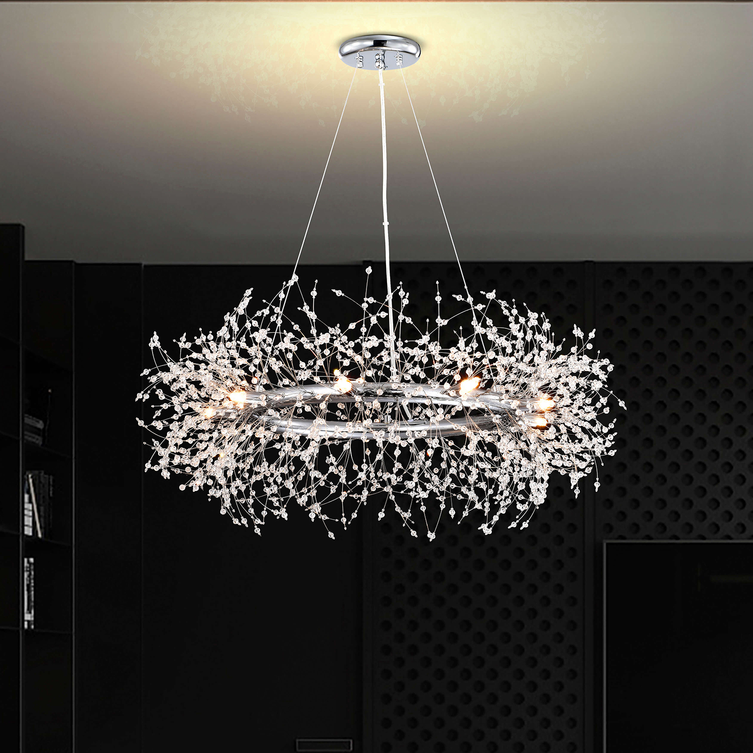 Liria 9-Light Chrome Clear Beads Firework Chandelier LJ-9953-XCD