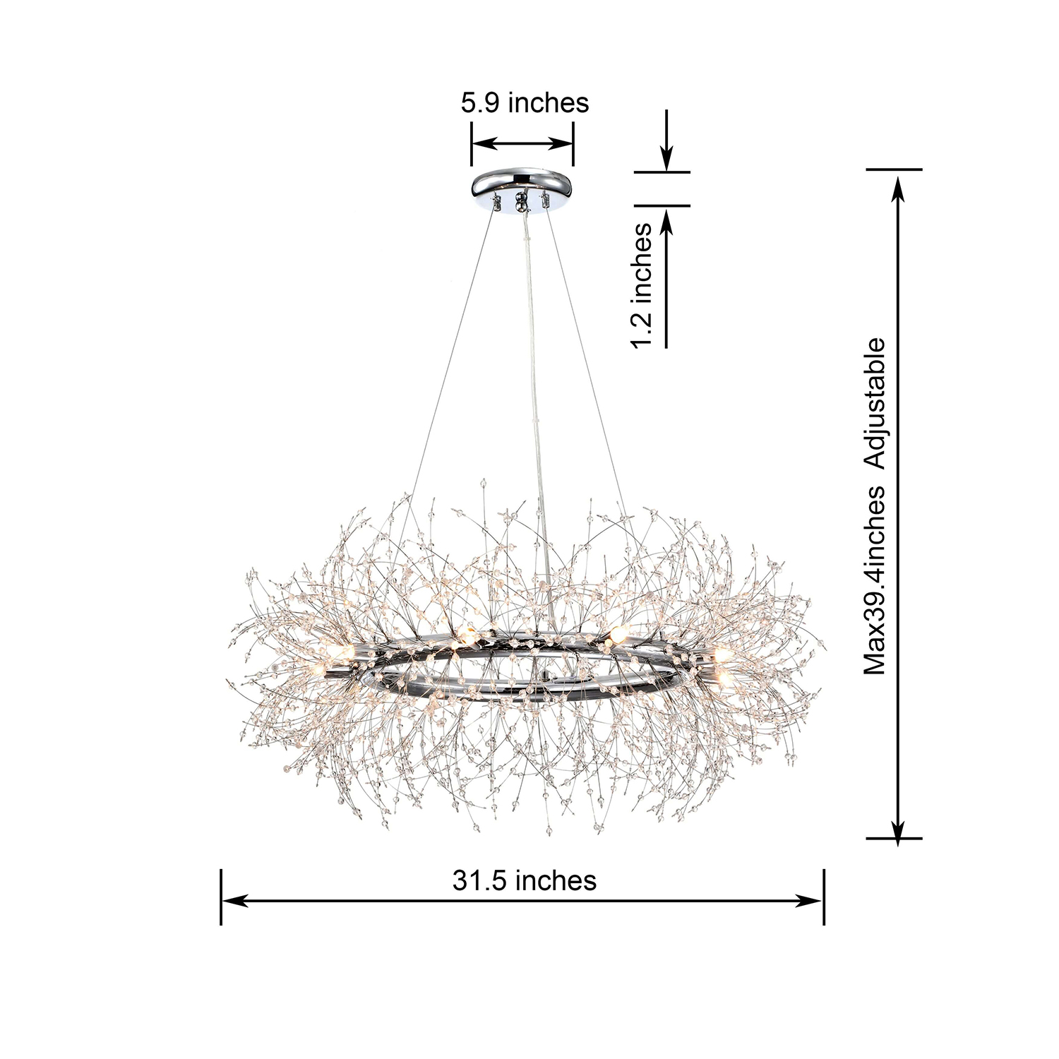 Liria 9-Light Chrome Clear Beads Firework Chandelier LJ-9953-XCD