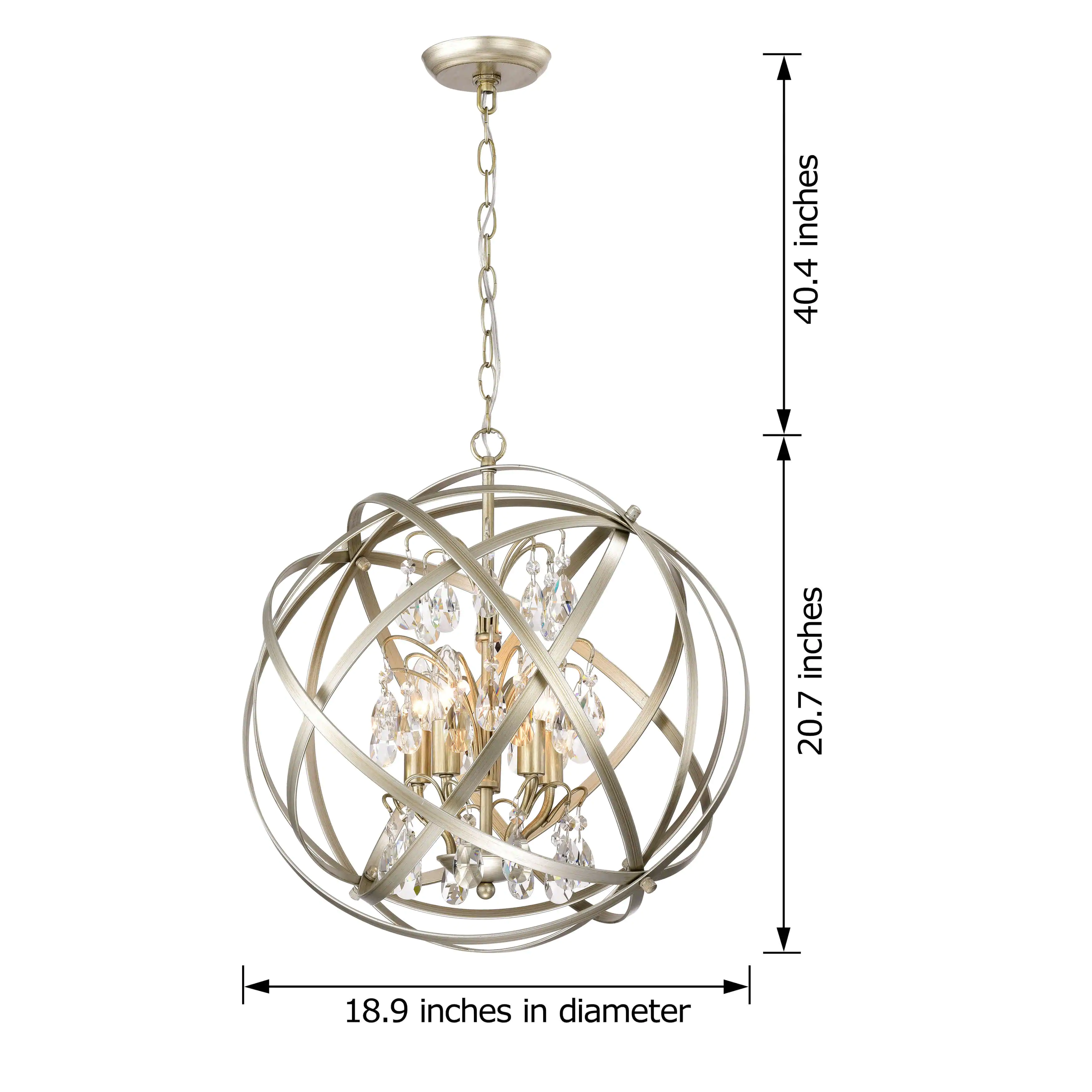 Benita Champagne Metal and Crystal Orb 5-light Chandelier LJ-9995-GHT