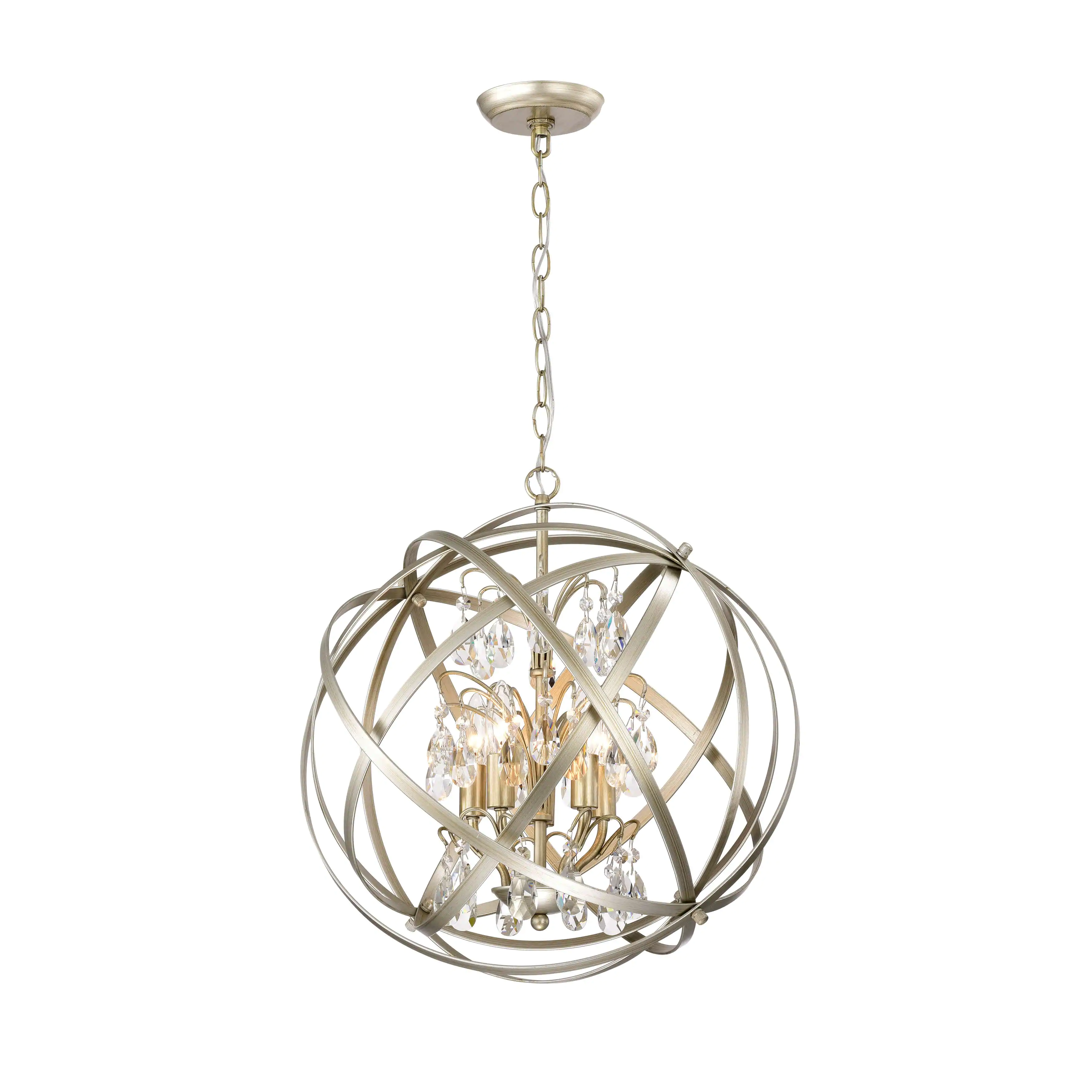 Benita Champagne Metal and Crystal Orb 5-light Chandelier LJ-9995-GHT